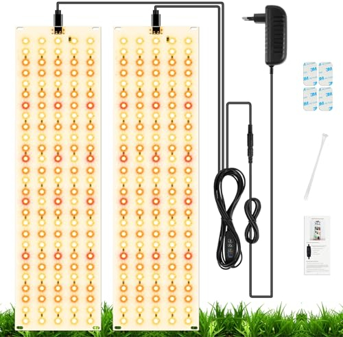 OFFCUP Lampada per Piante, 2 Pezzi Lampada da Coltivazione a LED a Spettro Completo 5000W, 270 LEDs Luce di Crescit con Timer 12/9/3H 3 modalità di Illuminazione per Piante Indoor, Semi e Fiori