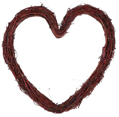 HOLIDYOYO Türkranz Herz Weidenkranz Weidenherz Rebenkranz Hochzeit Wandkranz Rattan Künstlicher Kranz Rohling Valentinstag Dekoration Haustür Deko Anhänger Türschild Dekokranz Wanddeko