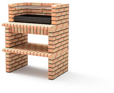 MOVELAR - Barbacoa de Obra Prefabricada de Leña y Carbón Modelo Luxor Short (Gris, Naranja - 93 x 70 x 120 cm) REF: 3518 - Cocina de Exterior Compacta con Parrilla Grande para Jardín o Terraza