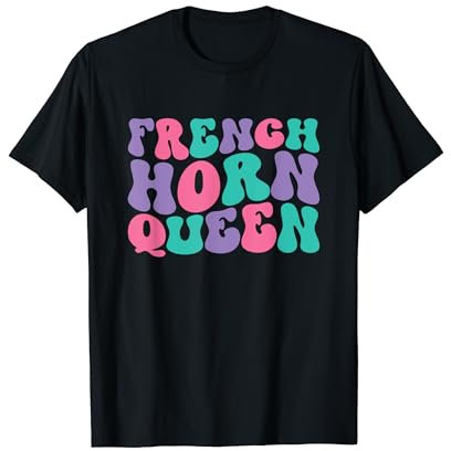 French Horn Queen Damen French Horns Retro Vintage Groovy T-Shirt