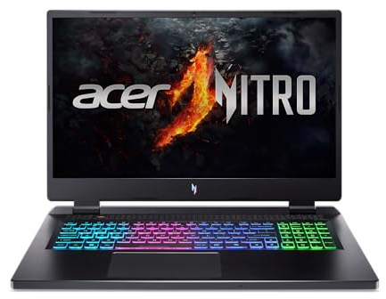 Acer Nitro 17 Ordinateur portable de jeu | Processeur AMD Ryzen 5 8645HS Hexa-Core AI | GPU pour ordinateur portable NVIDIA GeForce RTX 4050 | Écran 17,3 FHD IPS 165 Hz | 16 Go DDR5 | SSD 512 Go |