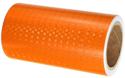 PATIKIL Cinta Reflectante Adhesiva, 20cm x 10m PVC Cinta de Advertencia de Seguridad de Alta Visibilidad Impermeable para Nocturna Camiones Coches Ropa, Naranja