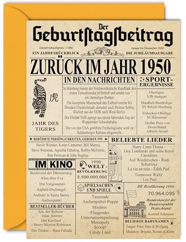 Stuff4 76. Geburtstagskarten für Männer und Frauen | Zurück im Jahr 1950 Zeitung