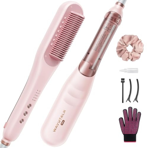Wavytalk Pro Steam Hair Straightener Brush, Steamline Pro 3-in-1 Straightening Brush for Curly Hair, Fast Salon Results with Less Damage, Anti-Frizz and Hair Nourishment