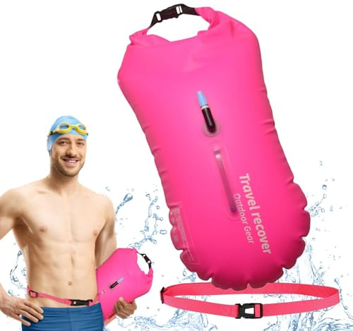 Dry Bag Schwimmboje Erwachsene Schwimmboje Trockensack Offenes Wasser Sicherheit Float Sichtbare Schwimmboje Verstellbarer Schwimmgürtel Schwimmboje mit Gürtel Pool Boje für Erwachsene