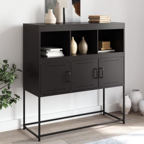 Xichuzi Sideboard Schwarz 100,5x39x107 cm Kaltgewalzter Stahl, Kommode Schlafzimmer, Kommoden & Sideboards, Wohnzimmerschrank, Flur Kommode, Zimmer Möbel - 846590
