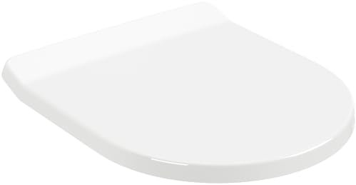 Villeroy & Boch WC-Sitz Architectura SlimSeat - Toilettendeckel Weiß aus Duroplast - Toilettensitz mit Edelstahl-Scharnieren - Ultraflacher, bruchsicherer Klodeckel D-Form - Original Ersatzteil