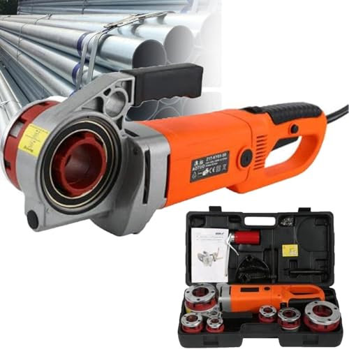 DPLXQPP Filiera Tubi Elettrica da 2300w,Fustella per Filettare Tubi Portatile,Kit da Taglio Filettare Tubi con 6 Canali 1/2 - 2,Maschiatrice Elettrica Portatile per Tubi,4heads