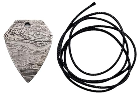 Craftomatik Amulette en acier damassé | Pendentif viking fabriqué à la main | Médaillon celtique médiéval | Forme de cœur | HFA16, Standard, Acier damassé, Pas de gemme