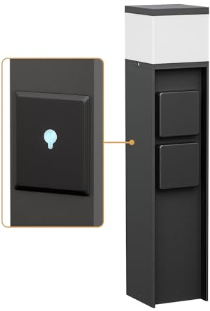 ledscom.de Pollerleuchte PODEL für außen, Smart Home, 39cm, schwarz, 2 Steckdosen, inkl. G9 Leuchtmittel, 596lm, weiß