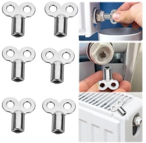 FENQURO 6 PCS Valvola Termosifone, Chiave del radiatore,Chiave di Sfiato per Radiatori, Chiave Sfiato Termosifone,Chiave Quadrata,Chiave del radiatore Universale per i radiatori per ridurre il rumore