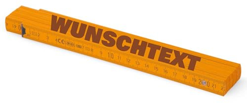 KIWISTAR UG - Zollstock - gelb - Gliedermaßstab - individuell personalisiert - Meterstab mit Name - aus Buchenholz - Geschenk zum Geburtstag, Vatertag - Werkzeug mit Gravur & Wunschtext
