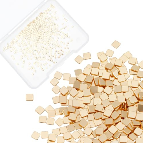 WEBEEDY Über 550 Stück Winzige Gold Chip Lötstellen Für Schmuck 2.9 Gramm(1.86DWT) Vorgeschnittene Lötzinn Chips Zum Einfachen Schweißen Für DIY Schmuckherstellung Reparatur Elektroniklöten(1.5x1.5mm)