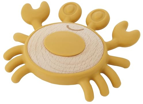 tickit Silisoft Crab Sensorisches Beißspielzeug aus Silikon und Holz für Babys, beruhigt das Zahnfleisch und unterstützt die Entwicklung