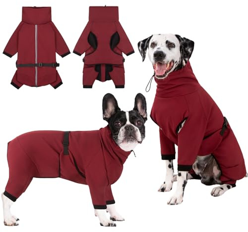 Cyponpy Hundemantel Wasserdicht Warm mit Beinen Hundejacke Winter Reflektierend Reißverschluss Hundemantel Warm Hundepullover Fleece Mantel Hund Winterjacke Wasserdicht Hundebekleidung Regenmantel