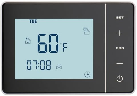 Wengart Thermostat de cheminée à gaz WG01BW - Fonctionne sur batterie - Grand écran LCD numérique programmable - Prise COM-NO-NC - Noir avec rétroéclairage blanc
