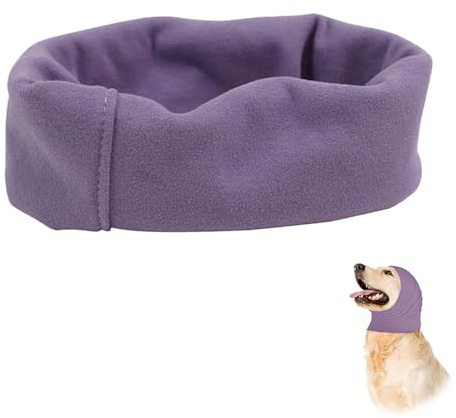 Dog Ear Cover for Anxiety Relief Grooming Drying Recovery, for Dogs Calming Snood Ear Protectors Soft Ear Muffs and Earmuff Head Wrap Dogs Hearing Protection (Purple)