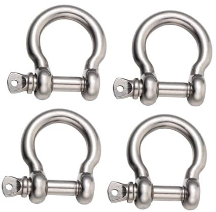 DECORNIJIA 4 pièces Manille D Acier Inoxydable Lot de Manilles Durables Forme Cheval Adaptées pour Remorquage et Récupération Off Road