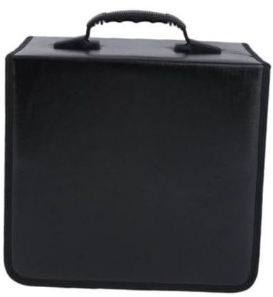 BUGUUYO Borsa Cd Dischi Nera Capacità con Manico Resistente e Zip Organizer Custodia per Cd Dvd Facile da Trasportare e Trovare