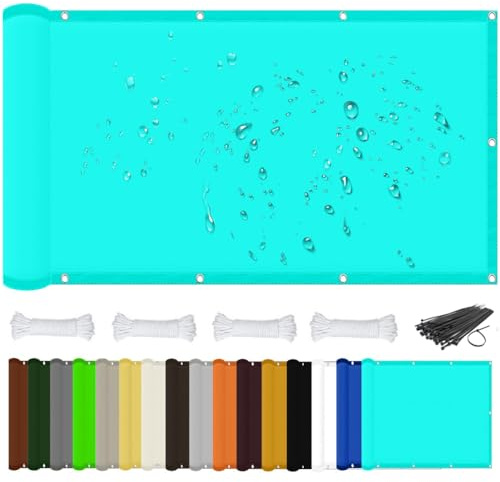 Tenda parasole rettangolare, impermeabile, blocco UV al 98%, perfetta per uso esterno, giardino, patio, feste, colore blu mare, 1 x 4,5 m, protezione UV ed elegante soluzione ombreggiante