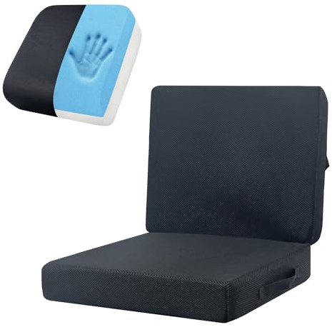 SEHAUSEU Thick Booster Car Seat with Back, Seat Cushion for Tailbone Pain Relief, Portable Breathable Mesh Fabric, for Office Chair Cushion, Adult Car Seat, Wheelchair (Black)