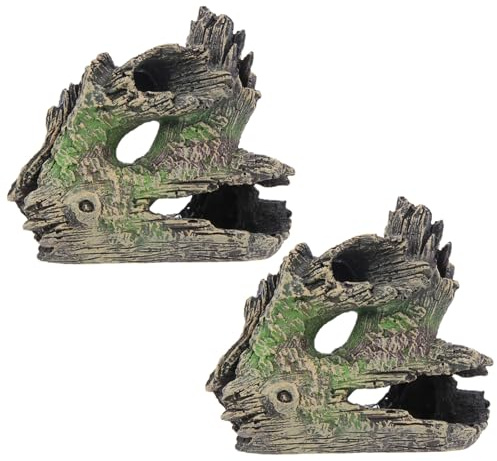 SUPVOX Lot de 2 Troncs d'arbres Creux en résine - Cachette pour Reptiles (Poissons, crevettes, araignées, Bernard-l'hermite) dans Un Terrarium.
