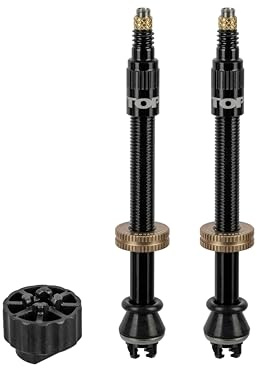 Topeak TurboFlow Ventilsatz Kit 60 mm CNC Aluminium, Schwarz, inkl. Gegenhalter-Werkzeug, langlebig & präzise, 1,3x1,3x8,8 cm, 15712025