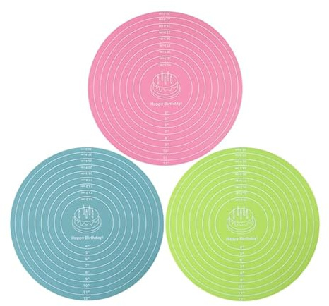 JOINPAYA Round Silicone Baking Mat 11.81 in Non-Slip Pastry Rolling Mat with Measurements Reusable Dough Rolling for Cake Decorating Pastry Preparation and Baking Tasks