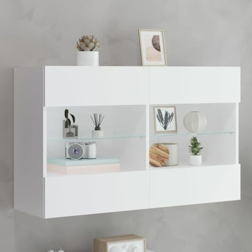 Générique Meuble TV Mural avec lumières LED Blanc 98,5x30x60,5 cm,Meubles,Meubles TV,Blanc,29.27 KG,837106