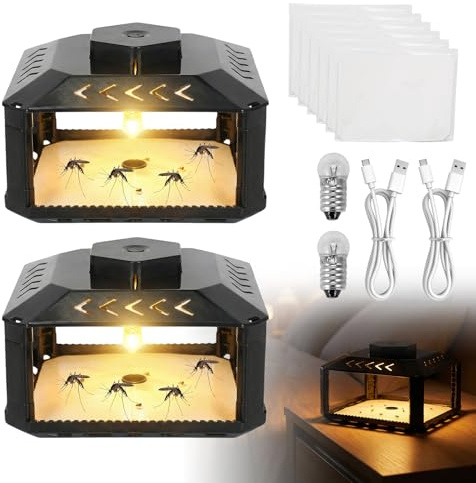 Trappola per pulci per casa, 2 trappole per pulci e cimici con 12 adesivi, trappole per pulci a LED, per pulci, pidocchi, trappole per pulci, per soggiorno, cucina, camera da letto