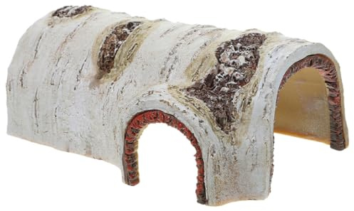 SHINEOFI Cachette pour Reptiles Tronc d'arbre Artificiel en Résine, Souche Décorative Moyenne 17x10x6,5 Cm, Cachette Aquarium pour Habitat Reptile, Ornement Naturel Étanche pour Terrarium