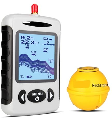 Tragbarer professioneller Echolot, kabelloser Sonar-Fischfinder, Angelsondendetektor, Fischfinder mit Punktmatrix