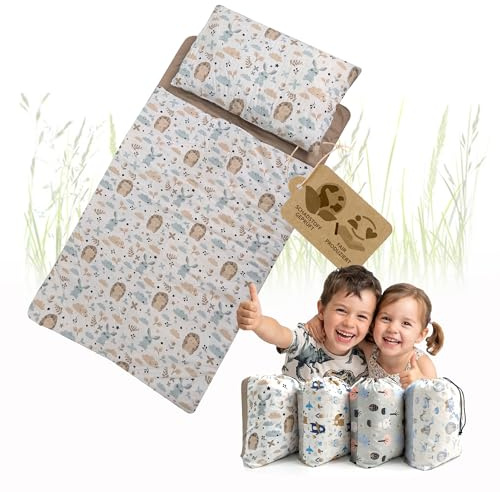 Kinderschlafsack mit Kissen und Reißverschluss, 75x140cm, 3-7 Jahre | Indoor, für Kindertagesstätte Kindergarten, Deckenschlafsack