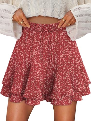 CHICZONE Flowy Shorts for Womens Mini Ruffle Skorts Skirts Teen Gilrs Tennis Skort Casual Summer Trendy Shorts