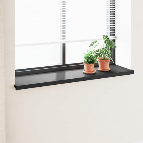Teenpull davanzale nero con venature del legno in robusto PVC 120 x 40 x 4,5 cm, impermeabile e ritagliabile, con tappi laterali per interni ed esterni
