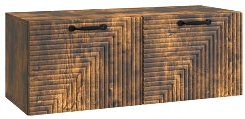 VIHHQGC Meuble TV mural en chêne fumé, 78,5 x 31 x 30 cm, armoire suspendue moderne avec portes pivotantes à 90° et beaucoup d'espace de rangement pour accessoires de divertissement, design peu