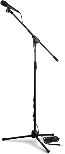 VONYX MS10K Microphone Vocal avec Pied de Microphone Réglable en Hauteur, Haute Qualité, Matériel Professionnel, Réglable en Hauteur, Matériel Compact, Facile à Transporté, Livré avec Cable