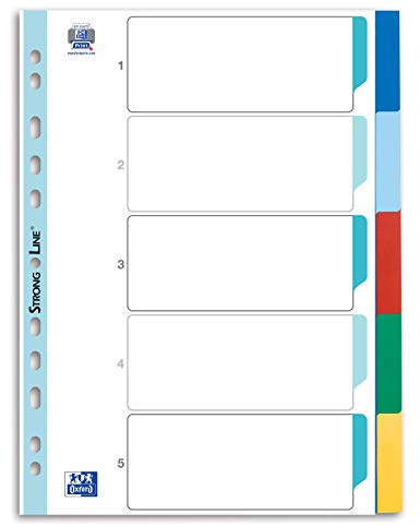 Oxford Kunststoff-Register A4, Strong-Line, blanko, 5-teilig, mit Deckblatt