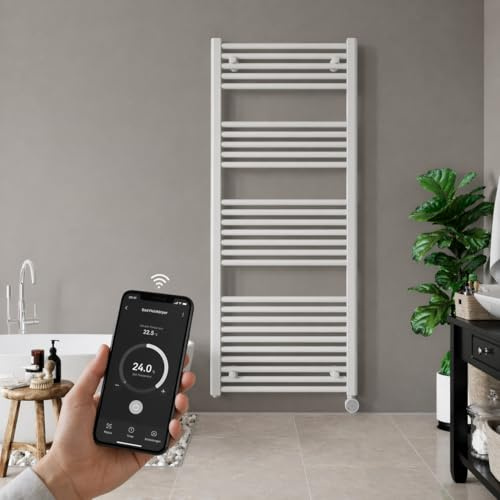 anapont WLAN- & Bluetooth elektrischer Badheizkörper 1775x600 | Handtuchheizkörper mit Thermostat & Timer | 1000 W | IPX5 | Made in Germany,