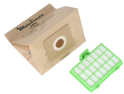Moulinex 10 sacs + Filtre HEPA conçus pour Aspirateurs avec sacs Zélio MT000101