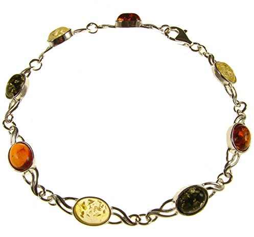 Pulsera de plata de ley 925 con ambar del Baltico joyeria