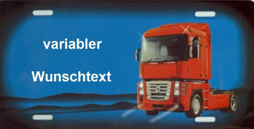 Nummernschild kompatibel mit Renault mit Text oder Namen selbst gestalten und Bedrucken Witterungsbeständig Farbecht Ideale Geschenkidee | Metallschild, Aluminium-Schild als individuelles Trucker-Accessoire | LKW-Zubehör selbst gestalten | Aluschild, Kennzeichen-Schilder mit Namen & Wunschtext