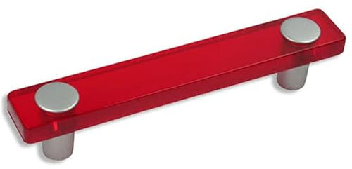 SIRO Möbelgriff Penig, Kinder, Kunststoff glaseffekt rot metallisiert weißaluminium, 126 mm x 26 mm x 20 mm, LA 96 mm, SM8119I-126SN10MV11