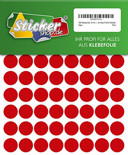 192 Klebepunkte, 25 mm, rot, aus PVC Folie, wetterfest, Markierungspunkte Kreise Punkte Aufkleber