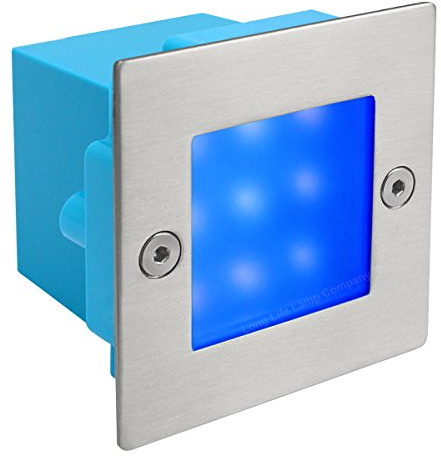 Zenon Lighting Collection Mini Brick Light LED Outdoor Step Light 70mm Square IP54 Blue Recessed Wall Light ZLC060B