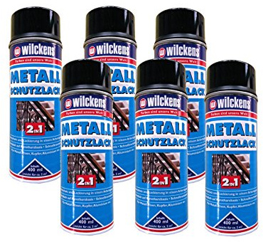 6 x WILCKENS 400ml Metall Schutzlack Spray 2in1 Rostschutz Lackierung schwarz