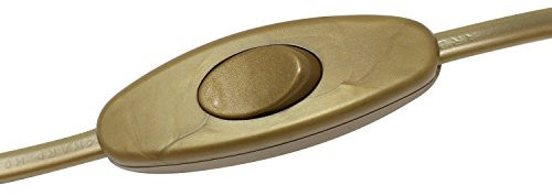 Cable de conexión alimentación con clavija enchufe europea UE interruptor de mano 2x0,75 longitud 2 metros (100cm a clavija europea 100cm a extremo libre) en color Oro