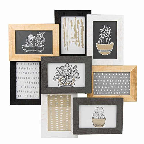accent by nielsen Bilderrahmen Collage 3D, 8 Fotos à 10x15 cm, Holzrahmen, Außenformat: 48x48x4 cm