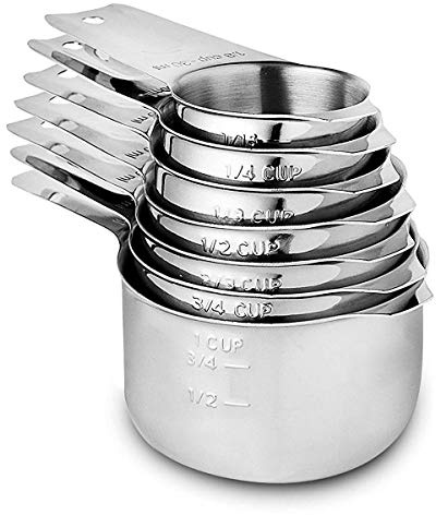 Measuring Cups Stainless Steel 7 Piece Stackable Set for Dry or Liquid Ingredients Measurement - Kitchen Gadgets & Utensils Metal Measuring Cups Best for Cooking & Baking