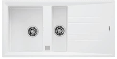 Fregadero de cocina de granito (granita) con cuenco individual y medio de Teka Stone 60 B-TG - Blanco - 115360012